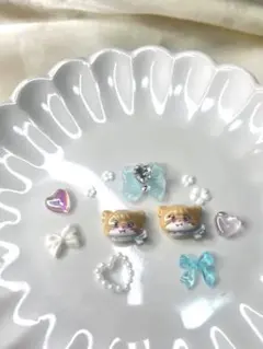 【mikko】ラテ ネイルパーツ2個＋キラキラでかリボン可愛いセレクト