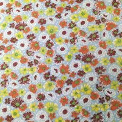 ☆USAコットン　　水色　オレンジ　お花