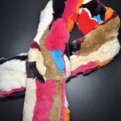 マルチカラー カラフル リアルファーマフラー ティペット