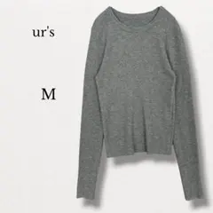 ユアーズ ur's【M】ウールブレンドクルーネックリブニット グレーのサムネイル