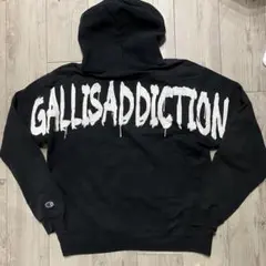 GALLISADDICTION ブラックパーカー Champion ダブルネーム