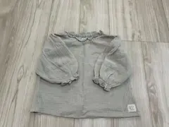 conoco フリル付きブラウス　チュニック　ミントグリーン　ガーゼ生地　100