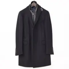 新品 サイズ 52 イタリア製 バージンウール レイヤード脱着 チェスターコート
