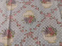 USAコットン☆水色 ティーポットと花柄