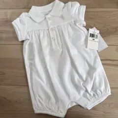 【新品未使用タグ付き】ホワイト ポロシャツロンパース 6M
