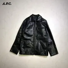 【フランス製】馬革 A.P.C. レザージャケット ミニマル シンプル 黒 Sのサムネイル