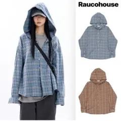 Raucohouse フード付きチェックシャツ