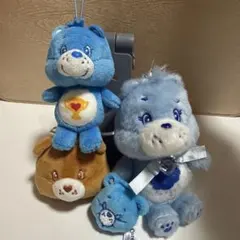 ケアベア Care Bears ぬいぐるみ マスコット 青・茶 4点セット