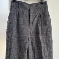グレー系 チェック柄 ハイウエスト スラックス
