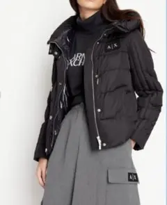 A/X フード付き ブラックダウンジャケット