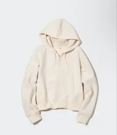 ユニクロ　ドライスウェットクロップドフルジップパーカ　L　アイボリー