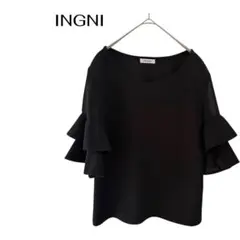 INGNI 五分袖ブラウス　シンプル　フリルトップス　ギャル　透け感　デート