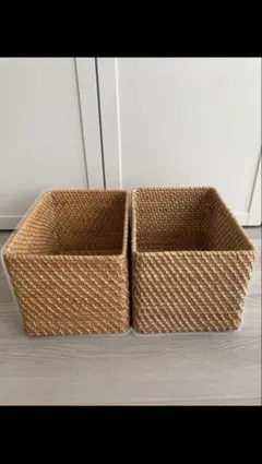 2個セット　無印良品 重なるラタン長方形バスケット・大