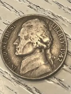 1942年Sウォータイムニッケル5セント銀貨アメリカ - メルカリ