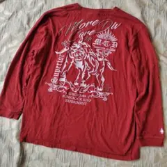 MCD ロンT 3XL 赤 バック牛刺繍 長袖Tシャツ モアコアディビジョン