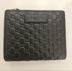 GUCCI マイクロGGシマレザー ブラック 二つ折り財布　値下げ中