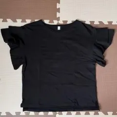 GLOBAL WORK コットン袖2段フレアTシャツ 黒