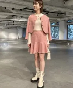 Lily Brown ツイードクロップジャケット スカート セットアップ