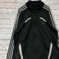 アディダス ジャージ　トラックジャケット　ブラックL ロゴ刺繍820