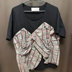 n'Or 半袖 Tシャツ チェック柄切替 ブラック サイズ1のサムネイル