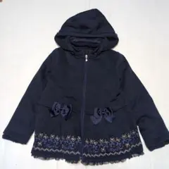 130★メゾピアノ★リボン＆ロゴ刺繍！フリースインナー付きコート★