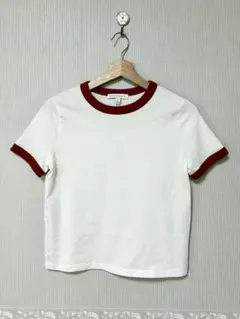 BANANA REPUBLIC リンガーTシャツ S ホワイト/レッドのサムネイル