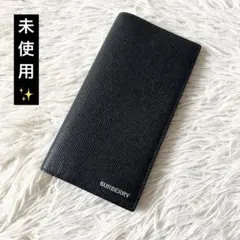 未使用✨バーバリー 二つ折り 長財布 ロゴ金具 ロンドンチェック レザー