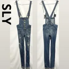セール☆ SLY jeans ダメージ加工スキニーデニムサロペット　レディース