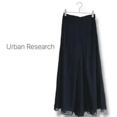 【アーバンリサーチ】ワイドパンツ　ガウチョ　ウエストゴム　無地　洗える　ブラック