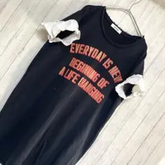 NICORON ロゴプリント 半袖カットソー フリル袖　Ｆ
