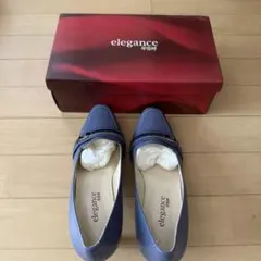 elegance グレー ストラップ付きパンプス