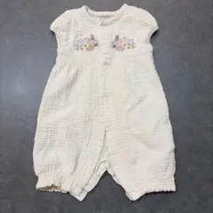 petit main アイボリー刺繍ツーウェイ・ドレスオール