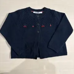 最終お値下げ　美品　familiar ファミリアネイビー カーディガン 刺繍
