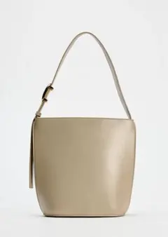 【新品未使用】ZARA ベージュ バケット型 ショルダーバッグ