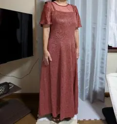 社交ダンス用赤いグリッター マキシドレス