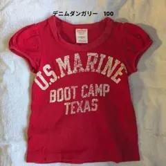 デニムダンガリー　100cm　赤色　半袖Tシャツ　女の子のサムネイル