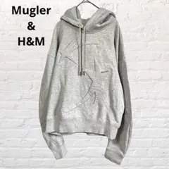 8557Mugler ミュグレーコラボ スター モチーフ パーカー XS 小さい