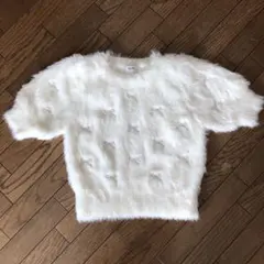 earth music&ecology ホワイトリボン刺繍 ニット F