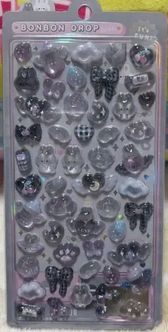 正規品　クーリア商品　ボンボンドロップシール　しろくろボンボン　うさぎ