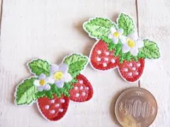 【即購入OK】いちご　2枚セット　 アイロンワッペン
