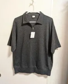 新品 ゆったりハーフジップ 半袖 トップス グレー Lサイズ