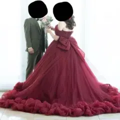カラードレス ワインレッド(パニエ付き)