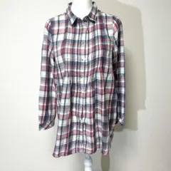 チェック柄 長袖シャツ チュニック L