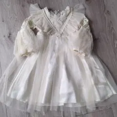 アイボリー フリル レース ワンピース