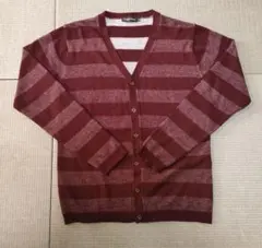 ボルドーボーダー柄カーディガンMサイズ
