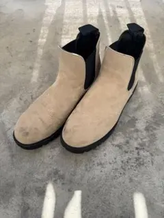 GLOBAL WORK ベージュ スエード サイドゴアブーツ