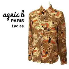 agnis b アニエスベー 柄 シャツ レーヨン FRANCE レディース M