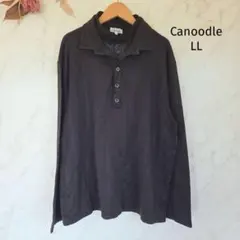 Canoodle ニットポロシャツ メンズ LL ラメ 長袖 ブラック×グレー
