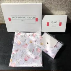 【新品・未使用】MINARD フラワー柄 エコバッグ＆巾着ポーチセット