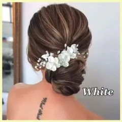 ヘッドドレス 髪飾り 結婚式 パーティー 白 ホワイト 花 ヘアアクセ ヘアピン